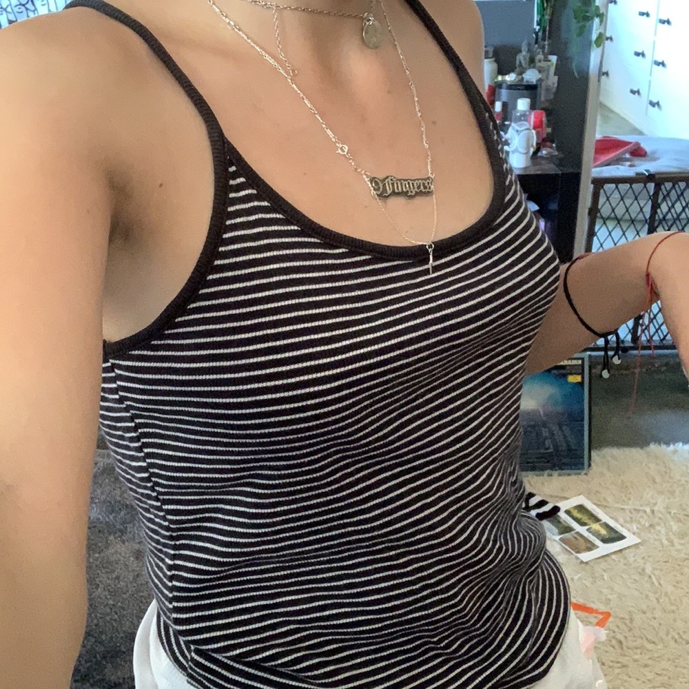 Black & White striped Tank (M)